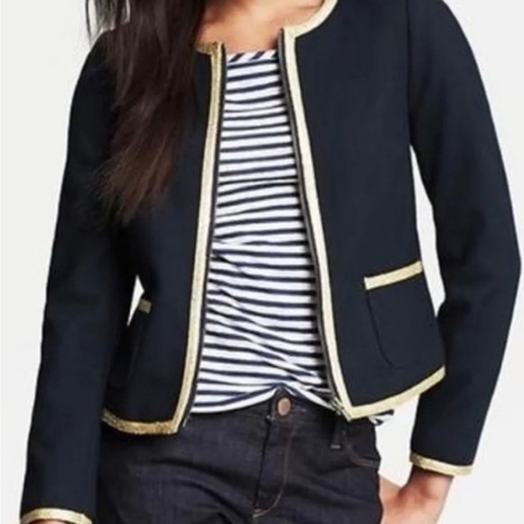Banana Republic Jackets & Blazers - Banana Republic Navy Tweed Gold Rimmed Jacket